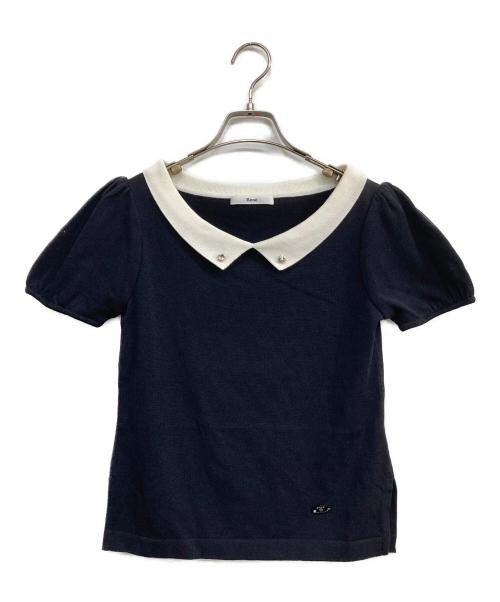 Rene（ルネ）Rene (ルネ) 襟付ニット ネイビー×ホワイト サイズ:34の古着・服飾アイテム