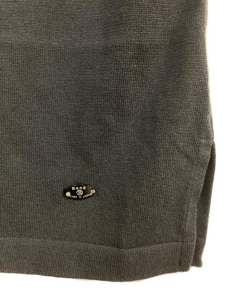 Rene（ルネ）Rene (ルネ) 襟付ニット ネイビー×ホワイト サイズ:34の古着・服飾アイテム