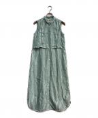 ne quittez pasヌキテパ）の古着「POPLIN STRIPE SHRITS DRESS」｜グリーン