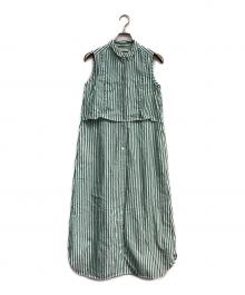 ne quittez pas（ヌキテパ）の古着「POPLIN STRIPE SHRITS DRESS」｜グリーン