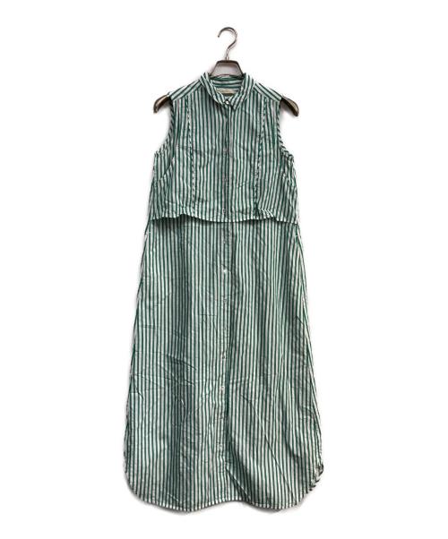 ne quittez pas（ヌキテパ）ne quittez pas (ヌキテパ) POPLIN STRIPE SHRITS DRESS グリーン サイズ:Ｆｒｅｅの古着・服飾アイテム