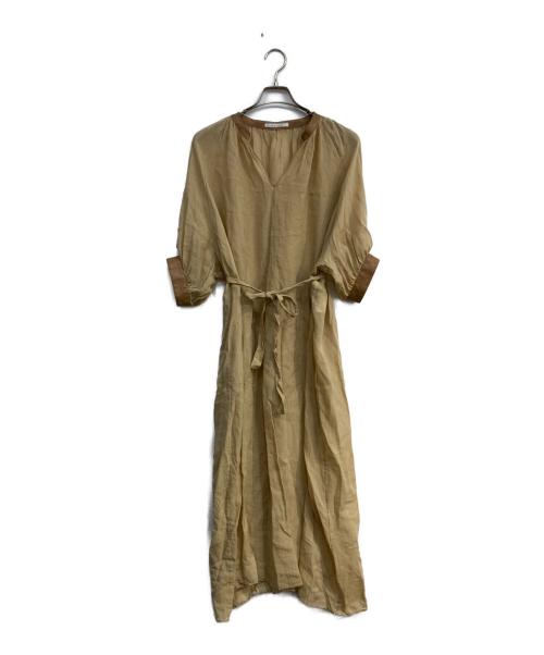BEIGE（ベイジ）BEIGE (ベイジ) レザーパイピングノースリーブワンピース ブラウン サイズ:4の古着・服飾アイテム