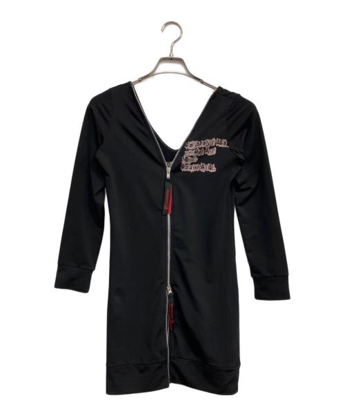 h.ANARCHY（エイチアナーキ）h.ANARCHY (エイチアナーキ) ダブルジップロングストレッチパーカー ブラック サイズ:Freeの古着・服飾アイテム