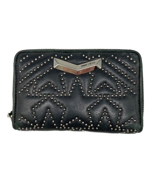 JIMMY CHOO（ジミーチュウ）JIMMY CHOO (ジミーチュウ) スタースタッズラウンドジップウォレット ブラックの古着・服飾アイテム
