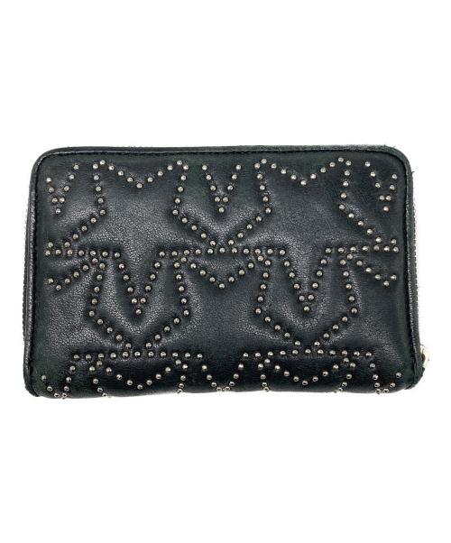 JIMMY CHOO（ジミーチュウ）JIMMY CHOO (ジミーチュウ) スタースタッズラウンドジップウォレット ブラックの古着・服飾アイテム