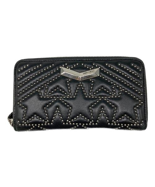 JIMMY CHOO（ジミーチュウ）JIMMY CHOO (ジミーチュウ) スタースタッズラウンドジップウォレット ブラックの古着・服飾アイテム