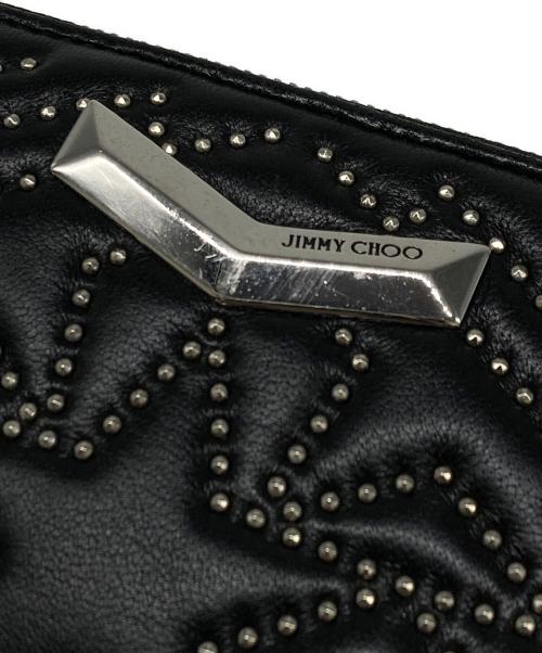 JIMMY CHOO（ジミーチュウ）JIMMY CHOO (ジミーチュウ) スタースタッズラウンドジップウォレット ブラックの古着・服飾アイテム