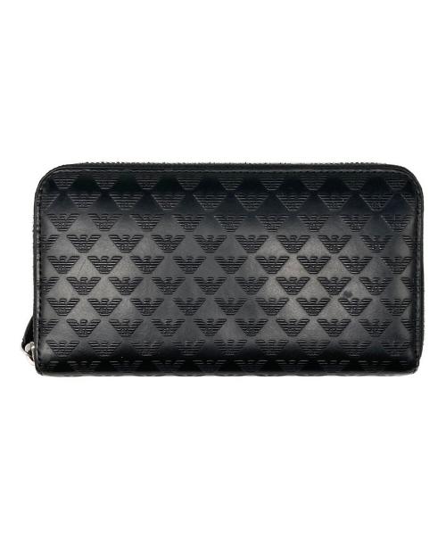 EMPORIO ARMANI（エンポリオアルマーニ）EMPORIO ARMANI (エンポリオアルマーニ) ラウンドジップウォレット ブラックの古着・服飾アイテム