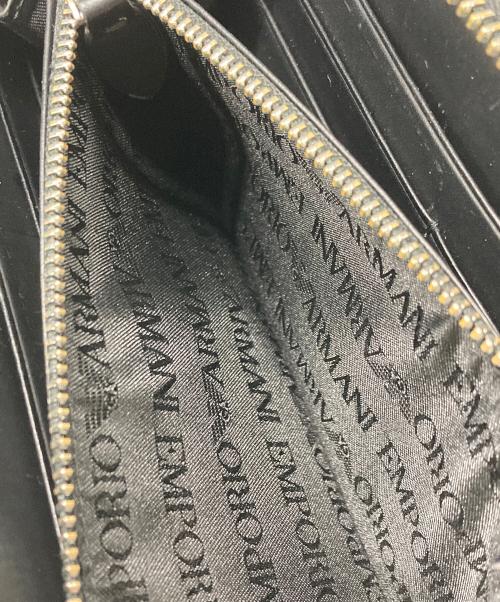 EMPORIO ARMANI（エンポリオアルマーニ）EMPORIO ARMANI (エンポリオアルマーニ) ラウンドジップウォレット ブラックの古着・服飾アイテム