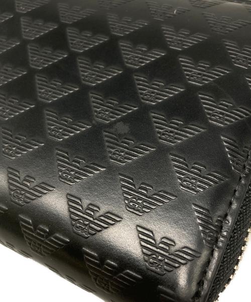 EMPORIO ARMANI（エンポリオアルマーニ）EMPORIO ARMANI (エンポリオアルマーニ) ラウンドジップウォレット ブラックの古着・服飾アイテム