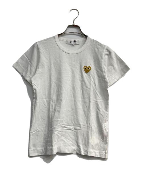 PLAY COMME des GARCONS（プレイコムデギャルソン）PLAY COMME des GARCONS (プレイコムデギャルソン) ゴールド・ハートワッペン・Tシャツ ホワイト サイズ:Mの古着・服飾アイテム