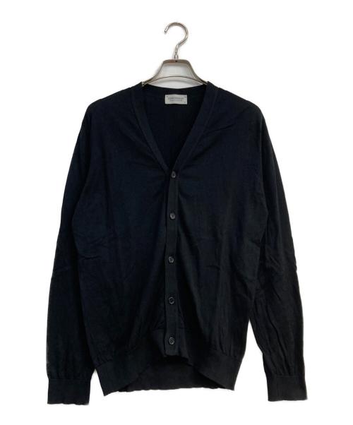 JOHN SMEDLEY（ジョンスメドレー）JOHN SMEDLEY (ジョンスメドレー) コットンVネックカーディガン ブラック サイズ:Mの古着・服飾アイテム