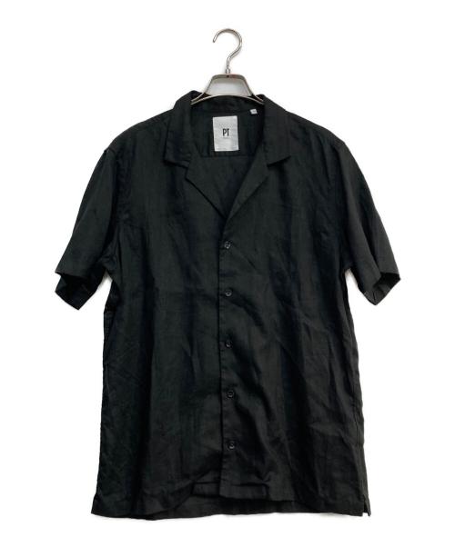 PT TORINO（ピーティートリノ）PT TORINO (ピーティートリノ) リネンオープンカラーシャツ ブラック サイズ:41の古着・服飾アイテム