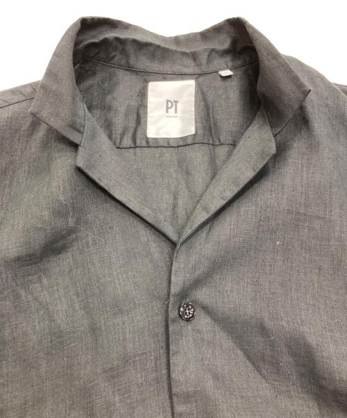 PT TORINO（ピーティートリノ）PT TORINO (ピーティートリノ) リネンオープンカラーシャツ ブラック サイズ:41の古着・服飾アイテム