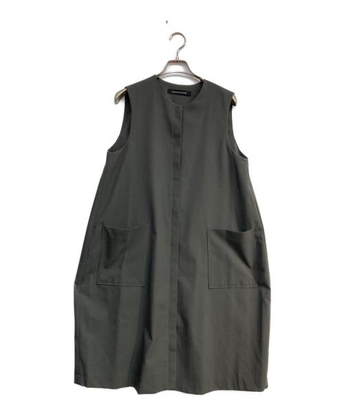 mizuiro-ind（ミズイロインド）mizuiro-ind (ミズイロインド) 比翼ノースリーブワンピース グレー サイズ:Freeの古着・服飾アイテム