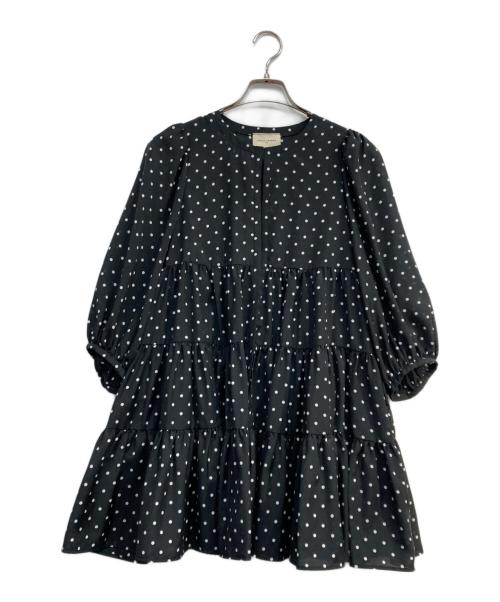 UNITED ARROWS（ユナイテッドアローズ）UNITED ARROWS (ユナイテッドアローズ) ティアード ドット ６SL ブラウスチュニック ブラック サイズ:Freeの古着・服飾アイテム