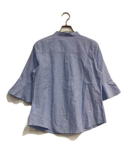 BROOKS BROTHERS（ブルックスブラザーズ）BROOKS BROTHERS (ブルックスブラザーズ) フリルスリーブブラウス ブルー サイズ:4の古着・服飾アイテム