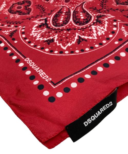 DSQUARED2（ディースクエアード）DSQUARED2 (ディースクエアード) シルクバンダナスカーフ レッドの古着・服飾アイテム