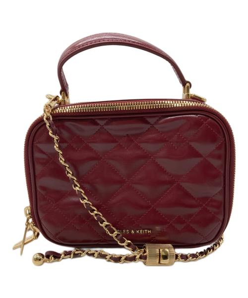 CHARLES & KEITH（チャールズアンドキース）CHARLES & KEITH (チャールズアンドキース) ドゥオ キルトバニティトップハンドルバッグ レッドの古着・服飾アイテム