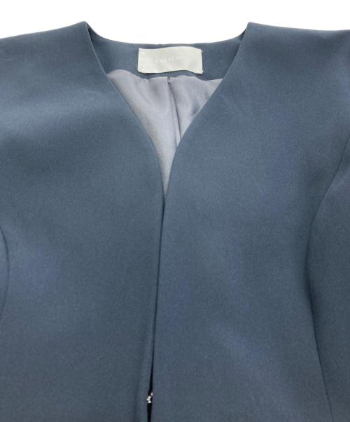 CELFORD（セルフォード）CELFORD (セルフォード) ノーカラーペプラムジャケット ネイビー サイズ:36の古着・服飾アイテム