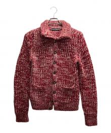 DOLCE & GABBANA（ドルチェ＆ガッバーナ）の古着「ミックスカラーニットカーディガン」｜レッド