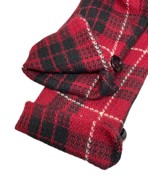 Christian Dior（クリスチャン ディオール）Christian Dior (クリスチャン ディオール) ノーカラーツイードジャケット レッド×ブラック サイズ:Mの古着・服飾アイテム