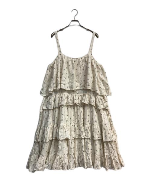 merry jenny（メリージェニー）merry jenny (メリージェニー) floralティアードティアードワンピース ベージュブルー サイズ:ｆｒｅｅの古着・服飾アイテム