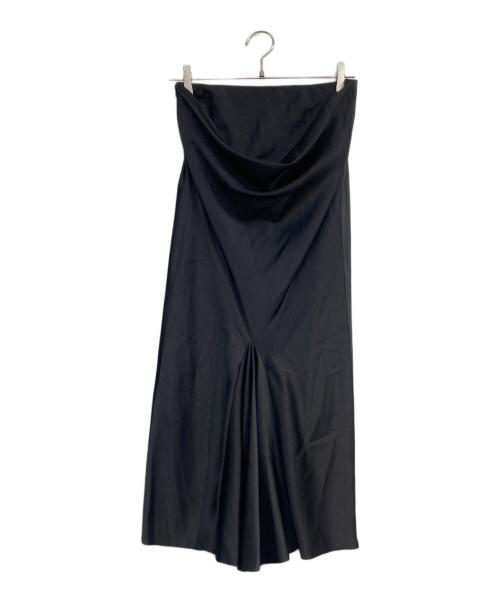 ANN DEMEULEMEESTER（アンドゥムルメステール）ANN DEMEULEMEESTER (アンドゥムルメステール) デザインシルクブレンドスカート ブラック サイズ:36の古着・服飾アイテム