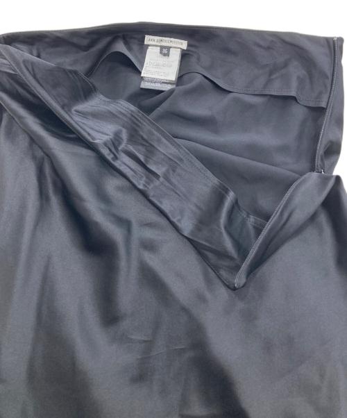 ANN DEMEULEMEESTER（アンドゥムルメステール）ANN DEMEULEMEESTER (アンドゥムルメステール) デザインシルクブレンドスカート ブラック サイズ:36の古着・服飾アイテム