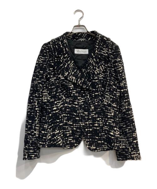 MaxMara（マックスマーラ）MaxMara (マックスマーラ) ショートプリントテーラードジャケット ブラック×ホワイト サイズ:44の古着・服飾アイテム