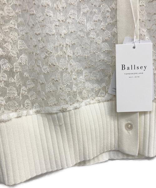BALLSEY（ボールジィ）BALLSEY (ボールジィ) チュールエンブロイダリー レースショートカーディガン アイボリー サイズ:36 未使用品の古着・服飾アイテム