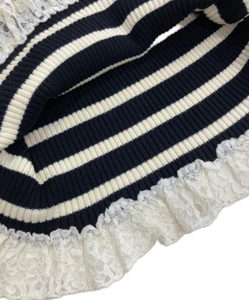 amerge.（アメルジュ）amerge. (アメルジュ) レースボーダーリブワンピース ベージュ×ブラック サイズ:Ｍ 未使用品の古着・服飾アイテム