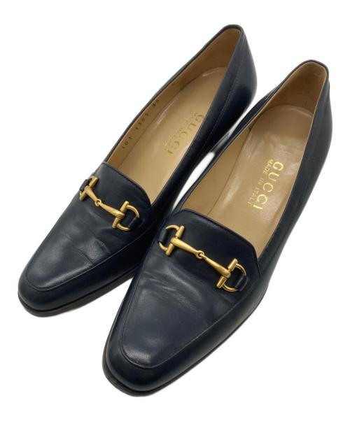 GUCCI（グッチ）GUCCI (グッチ) ヒールローファー ネイビー サイズ:36Cの古着・服飾アイテム