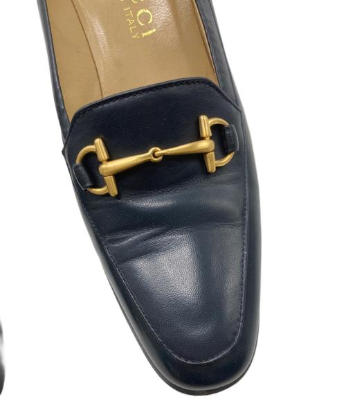 GUCCI（グッチ）GUCCI (グッチ) ヒールローファー ネイビー サイズ:36Cの古着・服飾アイテム