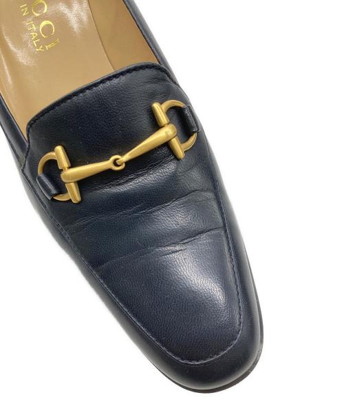 GUCCI（グッチ）GUCCI (グッチ) ヒールローファー ネイビー サイズ:36Cの古着・服飾アイテム