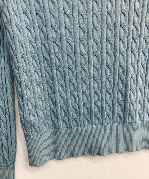 LACOSTE（ラコステ）LACOSTE (ラコステ) クルーネックケーブルニットカーディガン ブルー サイズ:36の古着・服飾アイテム