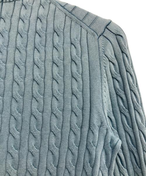 LACOSTE（ラコステ）LACOSTE (ラコステ) クルーネックケーブルニットカーディガン ブルー サイズ:36の古着・服飾アイテム