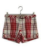 BURBERRY BLUE LABELバーバリー ブルー レーベル）の古着「リネン混チェックショートパンツ」｜レッド