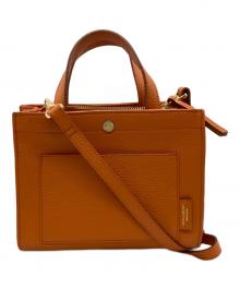 VIOLAd'ORO（ヴィオラドーロ）の古着「CAREE イタリアンレザー型押しシュリンクスクエアトートBAG」｜オレンジ