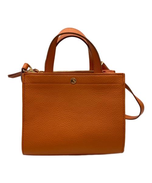 VIOLAd'ORO（ヴィオラドーロ）VIOLAd'ORO (ヴィオラドーロ) CAREE イタリアンレザー型押しシュリンクスクエアトートBAG オレンジの古着・服飾アイテム