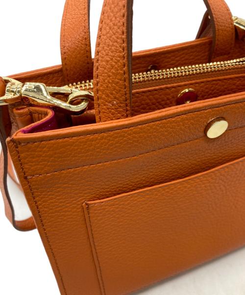 VIOLAd'ORO（ヴィオラドーロ）VIOLAd'ORO (ヴィオラドーロ) CAREE イタリアンレザー型押しシュリンクスクエアトートBAG オレンジの古着・服飾アイテム