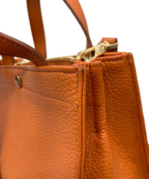 VIOLAd'ORO（ヴィオラドーロ）VIOLAd'ORO (ヴィオラドーロ) CAREE イタリアンレザー型押しシュリンクスクエアトートBAG オレンジの古着・服飾アイテム