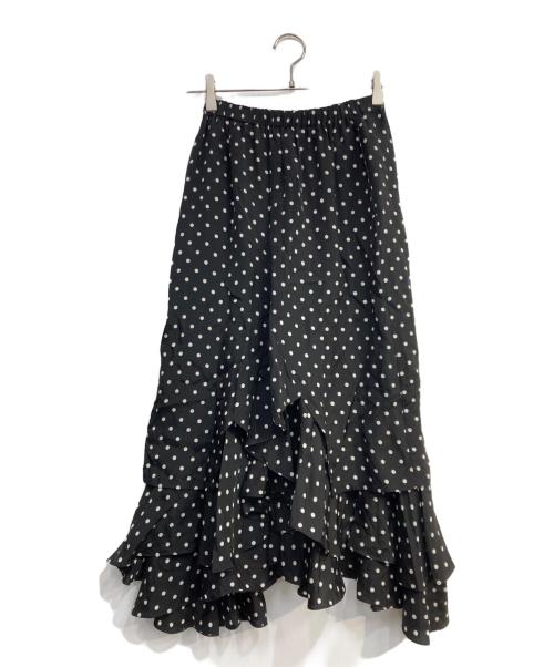 JUNYA WATANABE COMME des GARCONS（(ジュンヤワタナベ コムデギャルソン）JUNYA WATANABE COMME des GARCONS ((ジュンヤワタナベ コムデギャルソン) キュプラドットプリントフリルスカート ブラック サイズ:Sの古着・服飾アイテム