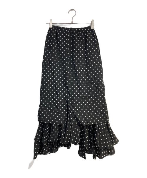 JUNYA WATANABE COMME des GARCONS（(ジュンヤワタナベ コムデギャルソン）JUNYA WATANABE COMME des GARCONS ((ジュンヤワタナベ コムデギャルソン) キュプラドットプリントフリルスカート ブラック サイズ:Sの古着・服飾アイテム