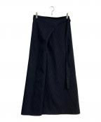 BACCAバッカ）の古着「STRIPE GABARDINE WRAP LONG SKIRT」｜ネイビー