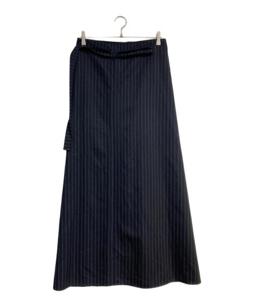 BACCA（バッカ）BACCA (バッカ) STRIPE GABARDINE WRAP LONG SKIRT ネイビー サイズ:36の古着・服飾アイテム