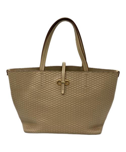 Salvatore Ferragamo（サルヴァトーレ フェラガモ）Salvatore Ferragamo (サルヴァトーレ フェラガモ) ダブルガンチーニ・トートバッグ ベージュの古着・服飾アイテム