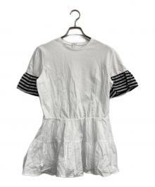 BORDERS at BALCONY（ボーダーズアットバルコニー）の古着「ペプラムトップス Tシャツ」｜ホワイト