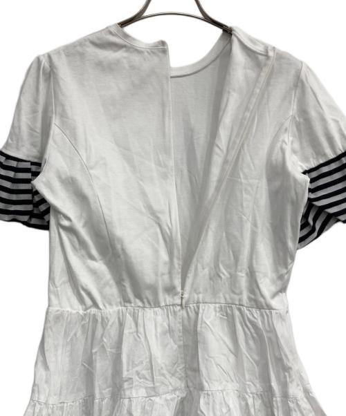 BORDERS at BALCONY（ボーダーズアットバルコニー）BORDERS AT BALCONY (ボーダーズアットバルコニー) ペプラムトップス Tシャツ ホワイト サイズ:38の古着・服飾アイテム