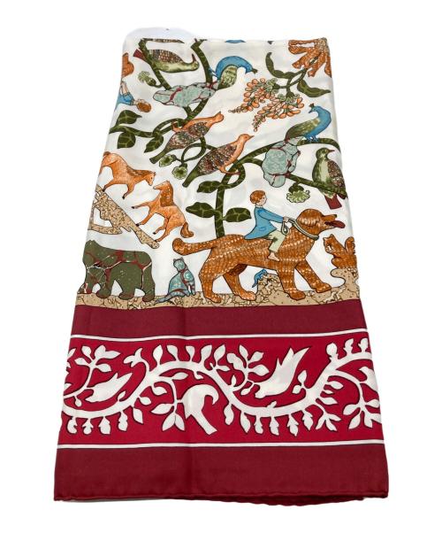 HERMES（エルメス）HERMES (エルメス) 大判スカーフ レッド×ホワイトの古着・服飾アイテム